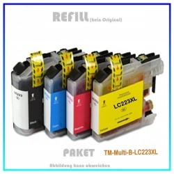 Multipack LC223XL, Alternativ Tintenpatrone Paket für Brother LC223VALBP, BK14,6ml, C,M,Yje 9,0ml