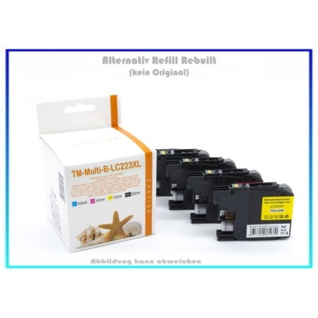 Multipack LC223XL, Alternativ Tintenpatrone Paket für Brother LC223VALBP, BK14,6ml, C,M,Yje 9,0ml