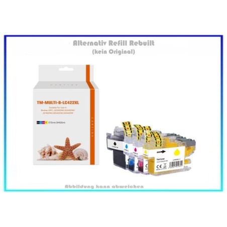 Multipack LC422XL, Alternativ Tintenpatrone für Brother, LC422XLVAL, Inhalt BK 69ml, C,M,Y a.19ml.